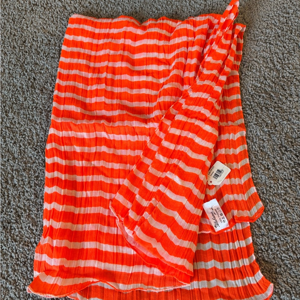 Orange and White Striped Scarf NWT